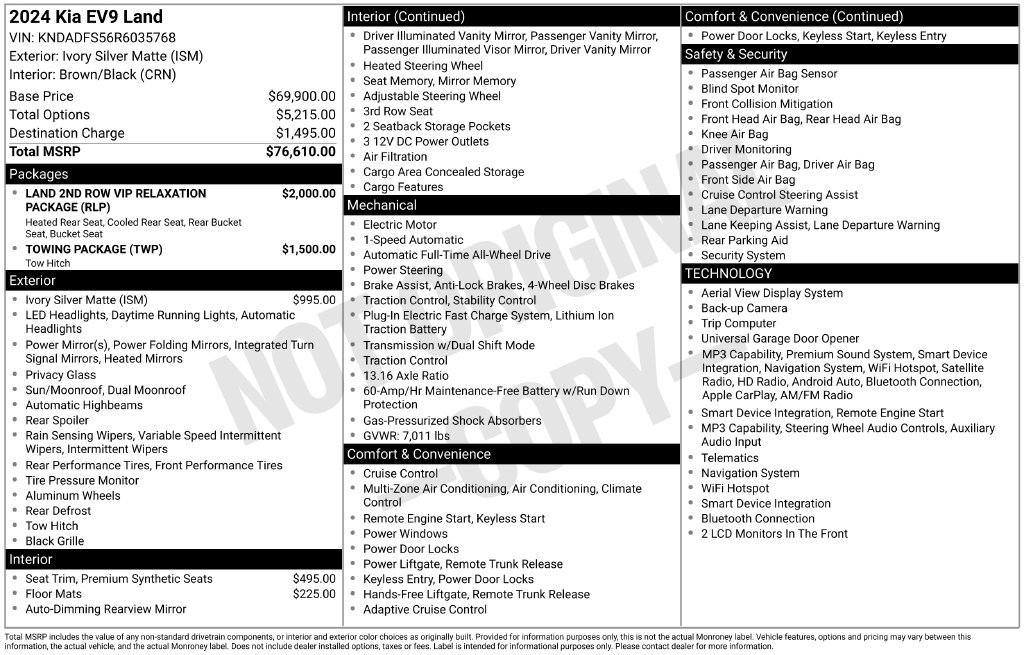 Used 2024 Kia EV9 Land AWD/4WD image 15