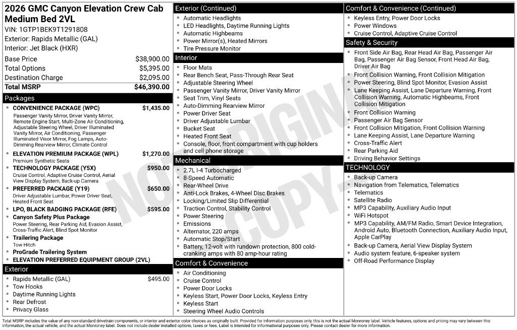 New 2026 GMC Canyon Elevation w/ Convenience Package RWD image 5