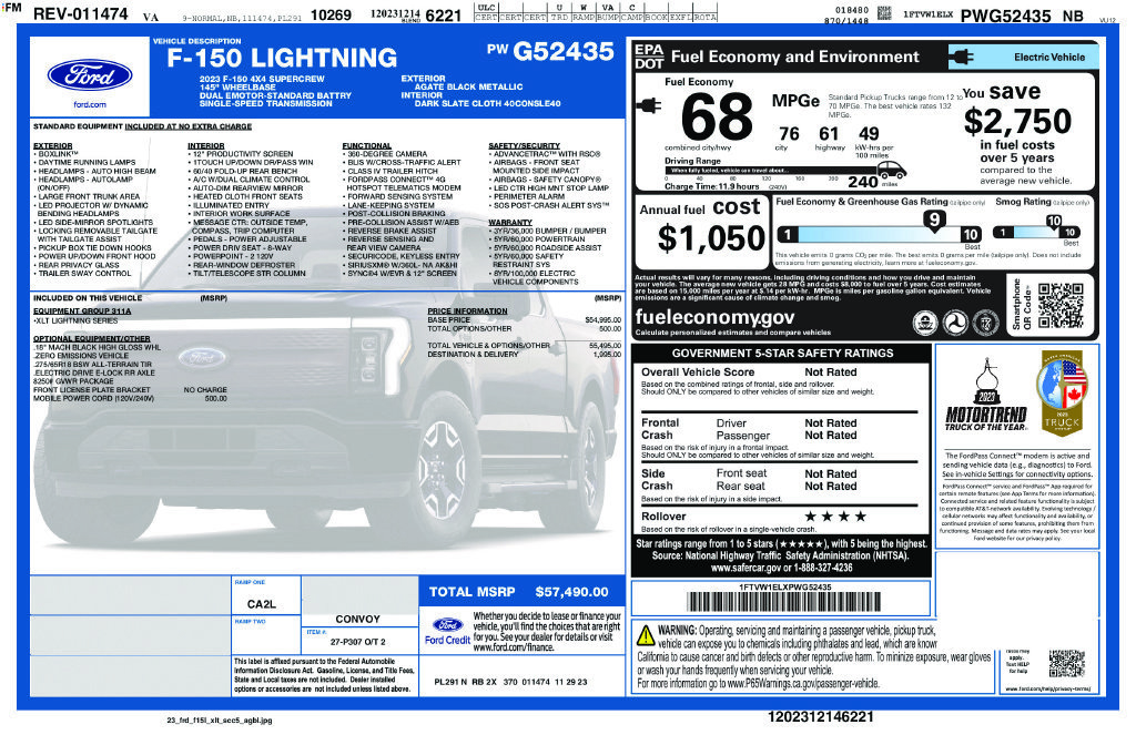 Certified 2023 Ford F150 Lightning XLT AWD/4WD image 7