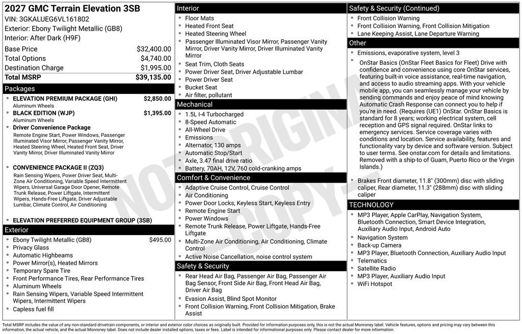 New 2027 GMC Terrain Elevation w/ Elevation Premium Package AWD/4WD image 22