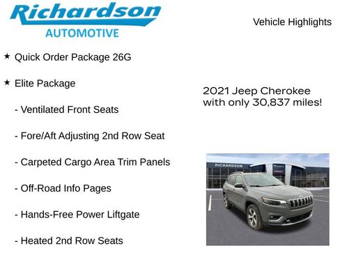 Used 2021 Jeep Cherokee Limited w/ Elite Package image 11