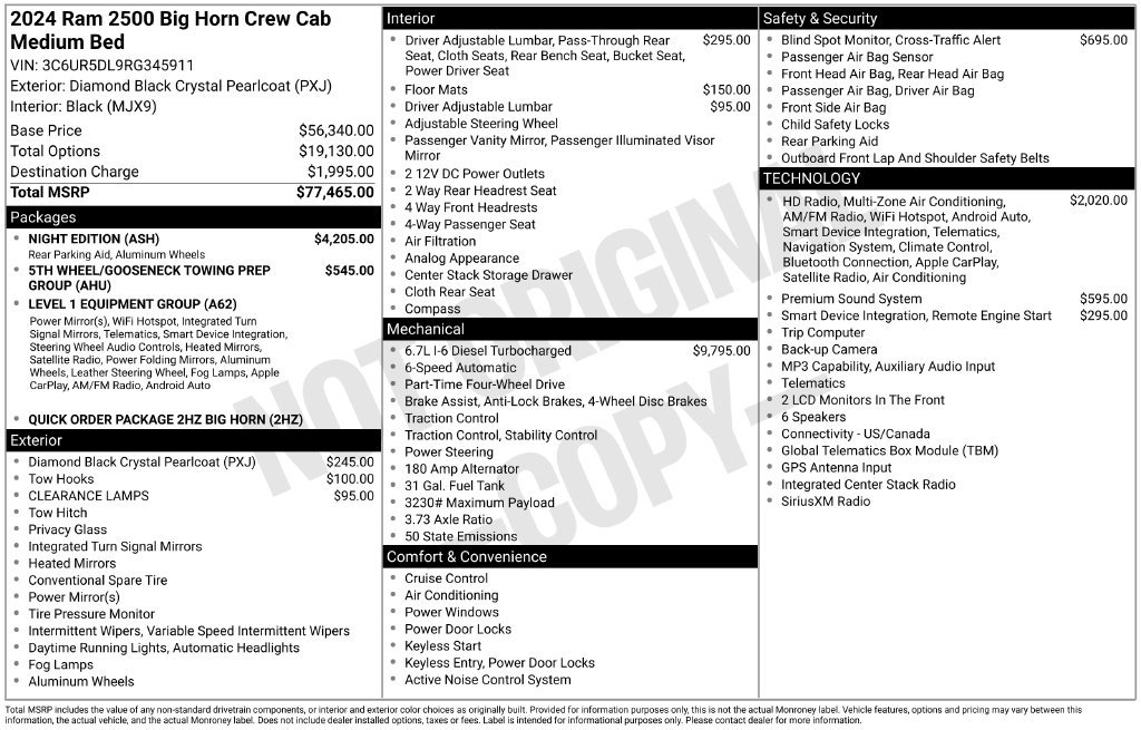 Used 2024 RAM 2500 Big Horn w/ Night Edition AWD/4WD image 2