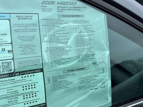 New 2026 MAZDA MAZDA3 2.5 S Hatchback w/ Premium Pkg FWD image 9