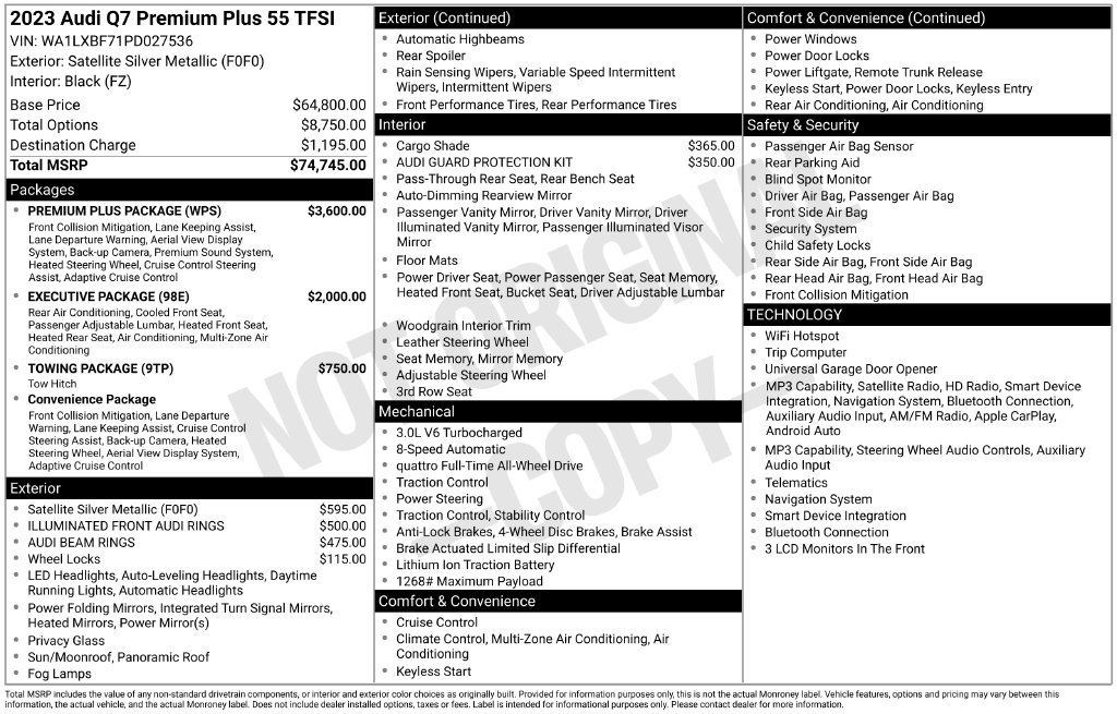 Certified 2023 Audi Q7 3.0T Premium Plus w/ Premium Plus Package AWD/4WD image 3