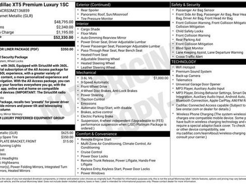 Used 2021 Cadillac XT5 Premium Luxury w/ LPO, Floor Liner Package FWD image 7