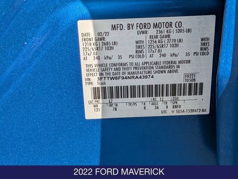 Certified 2022 Ford Maverick XLT w/ Equipment Group 300A Standard AWD/4WD image 28