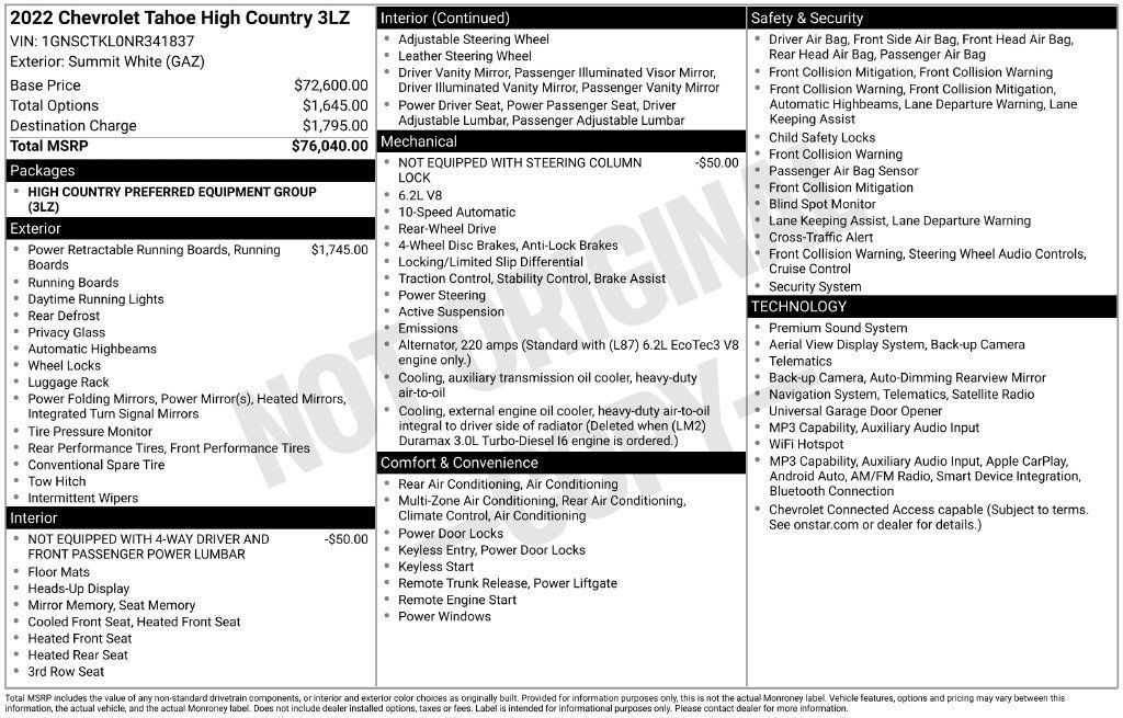 Used 2022 Chevrolet Tahoe High Country RWD image 5