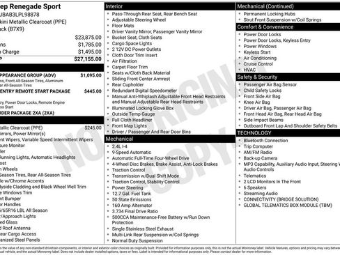 Certified 2020 Jeep Renegade Sport w/ Sport Appearance Group AWD/4WD image 2