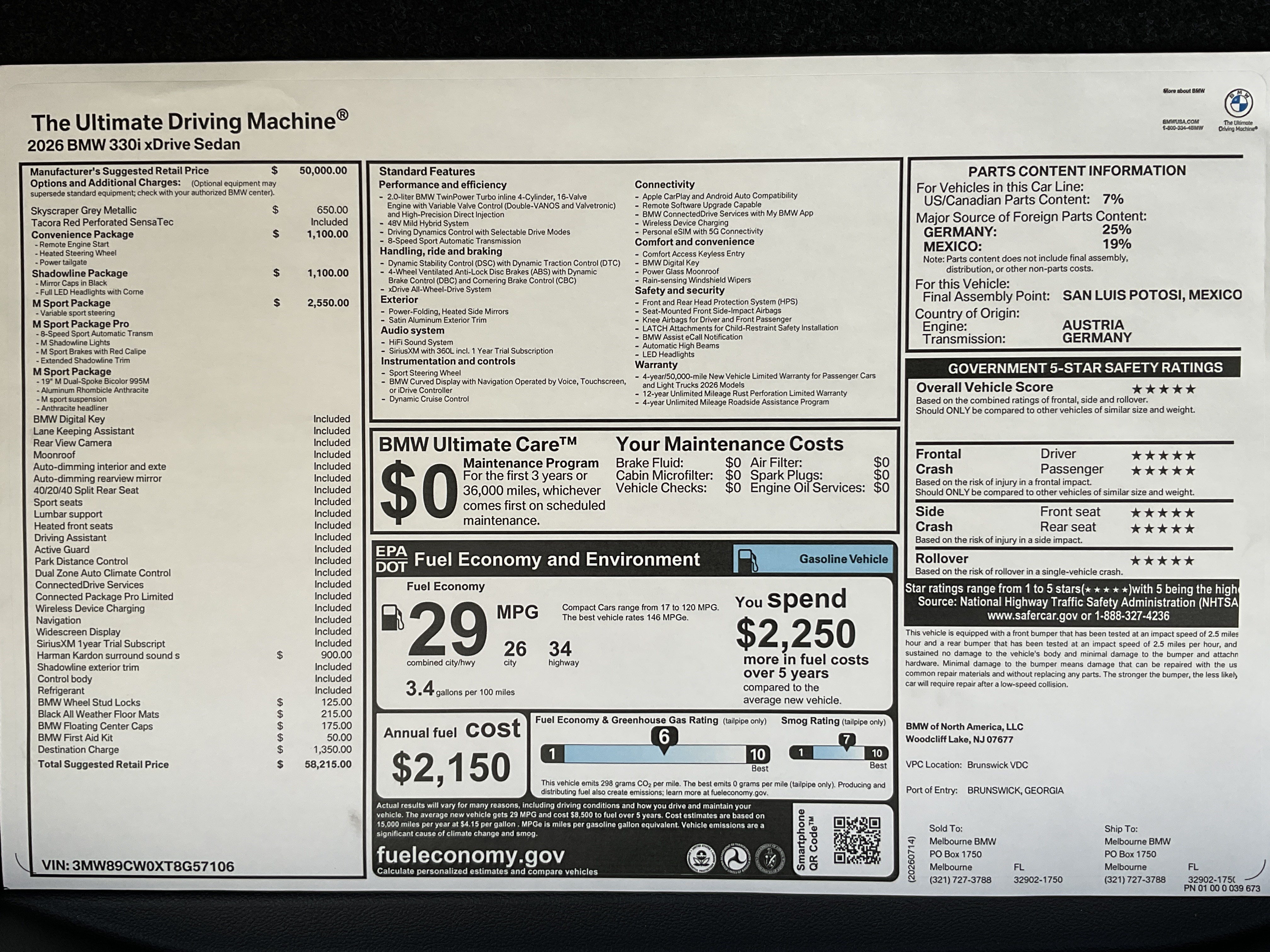 New 2026 BMW 330i xDrive Sedan w/ M Sport Package AWD/4WD image 36