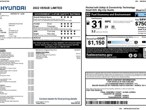 Used 2022 Hyundai Venue Limited w/ Cargo Package image 50