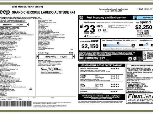 New 2026 Jeep Grand Cherokee Altitude AWD/4WD image 2
