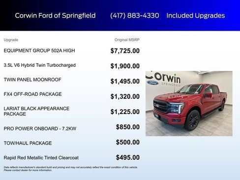New 2025 Ford F150 Lariat w/ Equipment Group 502A High image 5