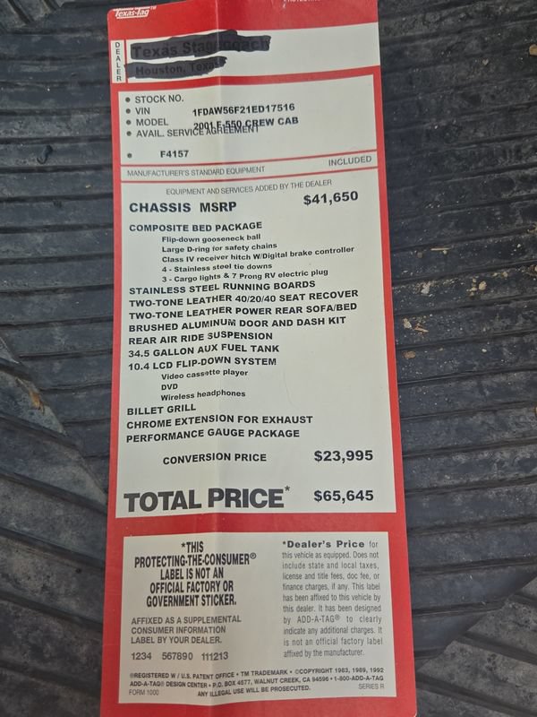 Used 2001 Ford F550 2WD Crew Cab Super Duty image 3