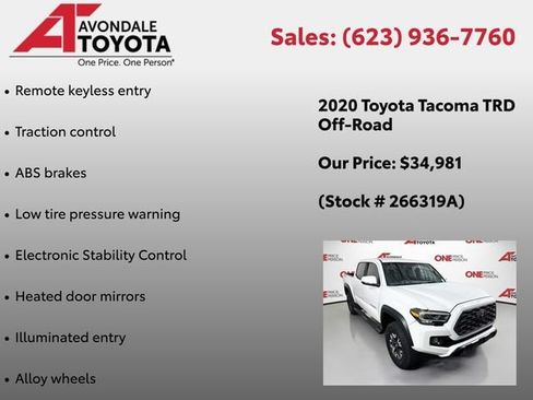 Certified 2020 Toyota Tacoma TRD Off-Road w/ Technology Package AWD/4WD image 7