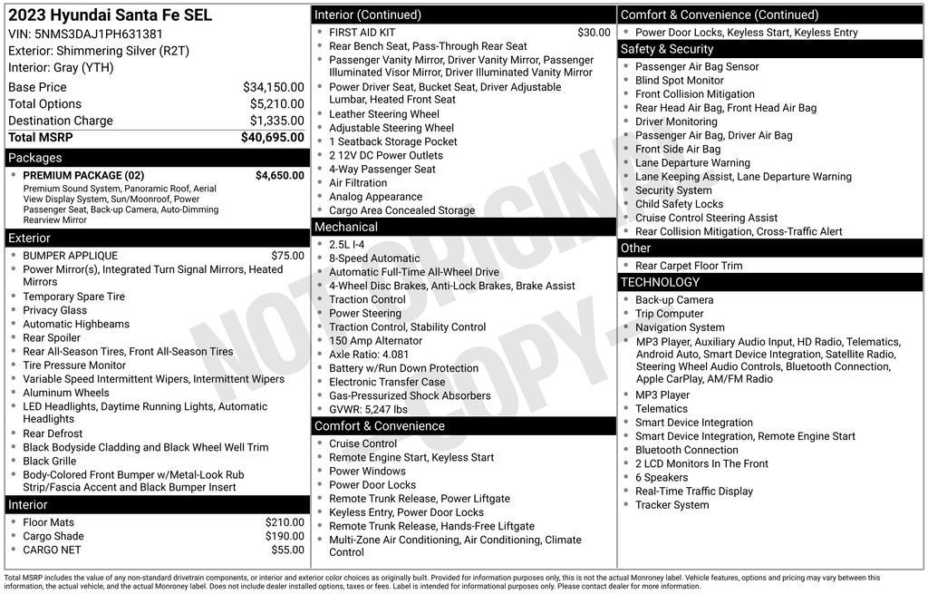 Used 2023 Hyundai Santa Fe SEL w/ Premium Package AWD/4WD image 17