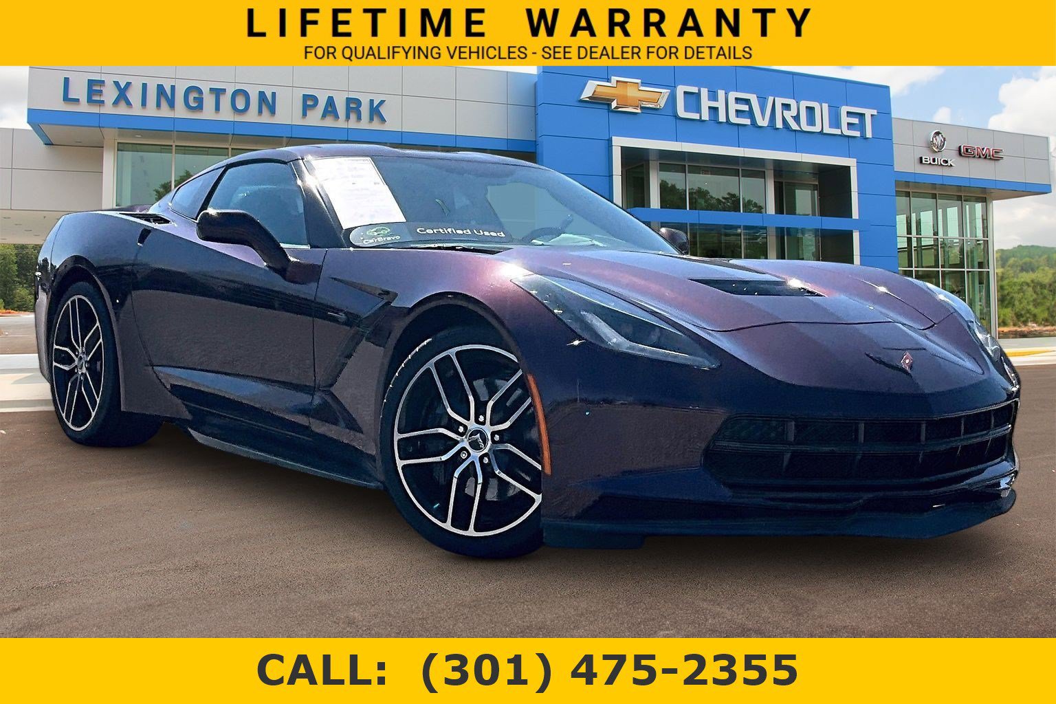 Certified 2017 Chevrolet Corvette Stingray Coupe w/ Carbon Flash Badge Package RWD image 1