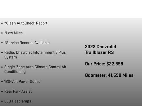 Used 2022 Chevrolet TrailBlazer RS w/ Technology Package image 24