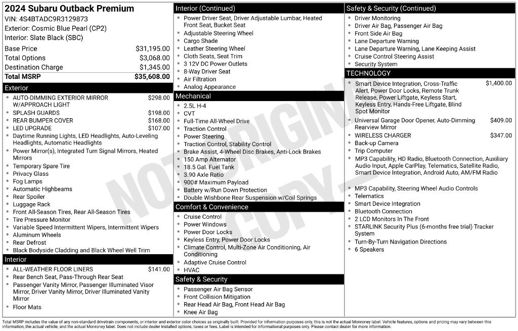 Certified 2024 Subaru Outback Premium AWD/4WD image 32