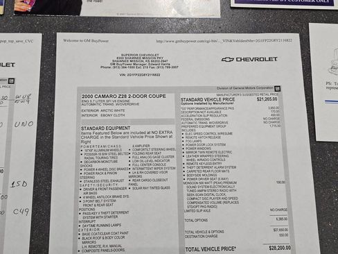 Used 2000 Chevrolet Camaro Z28 w/ SS Performance/Appearance Pkg image 67