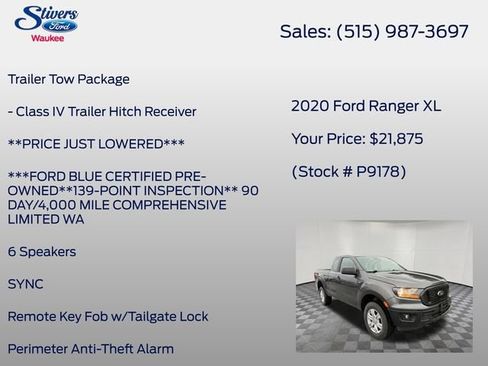 Used 2020 Ford Ranger XL w/ Equipment Group 101A Mid RWD image 16