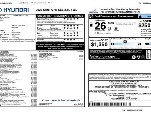 Used 2022 Hyundai Santa Fe SEL w/ Cargo Package image 3