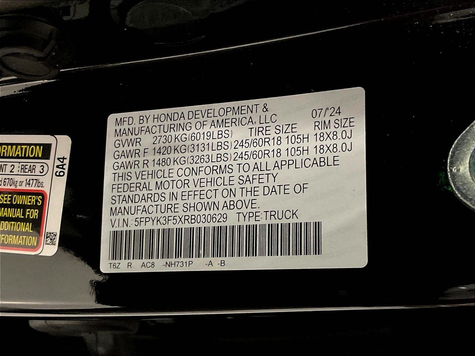 Certified 2024 Honda Ridgeline RTL image 19