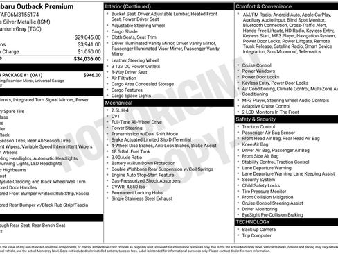 Used 2021 Subaru Outback Premium w/ Popular Package #1 image 5
