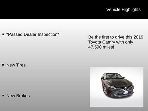 Certified 2019 Toyota Camry XLE w/ Driver Assist Package FWD image 7