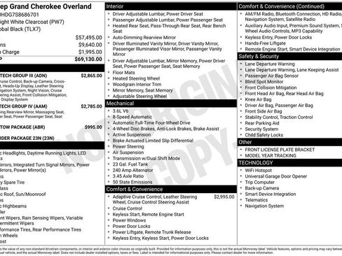 New 2025 Jeep Grand Cherokee Overland w/ Adv Protech Group III AWD/4WD image 6