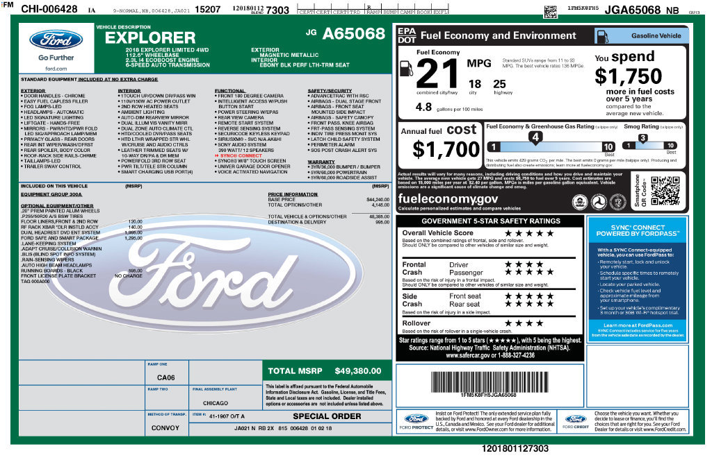 Used 2018 Ford Explorer Limited w/ Ford Safe & Smart Package AWD/4WD image 7