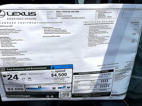 New 2026 Lexus RX 350 Premium w/ Convenience Package AWD/4WD image 14
