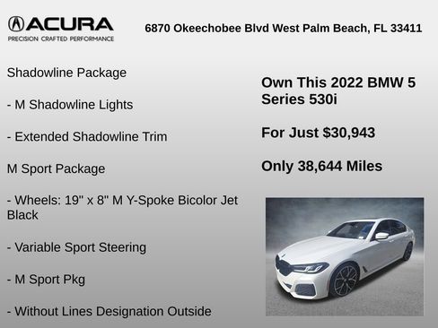 Used 2022 BMW 530i w/ M Sport Package RWD image 6