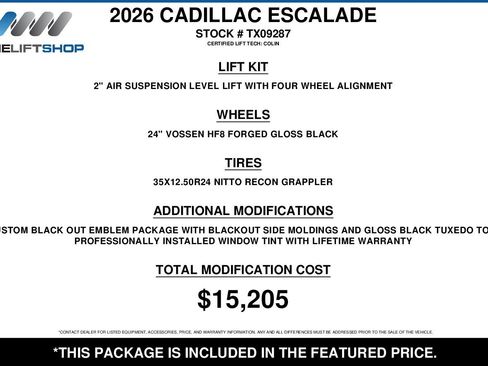 Used 2026 Cadillac Escalade Platinum Sport w/ LPO, ONYX Package AWD/4WD image 2