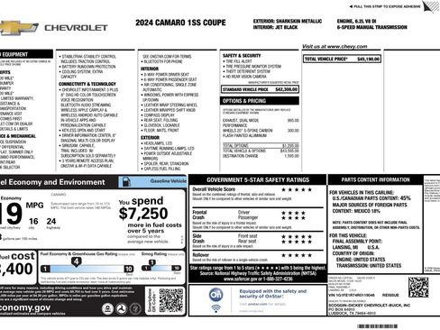 Used 2024 Chevrolet Camaro SS RWD image 44