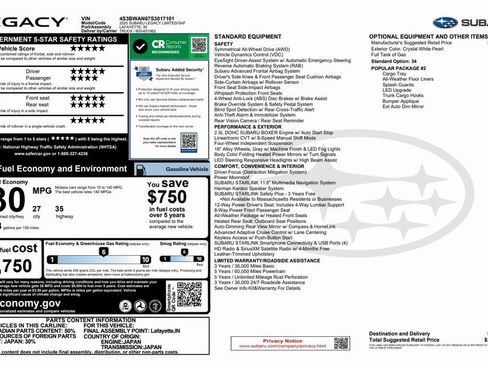 Used 2025 Subaru Legacy Limited w/ Popular Package #2 image 4