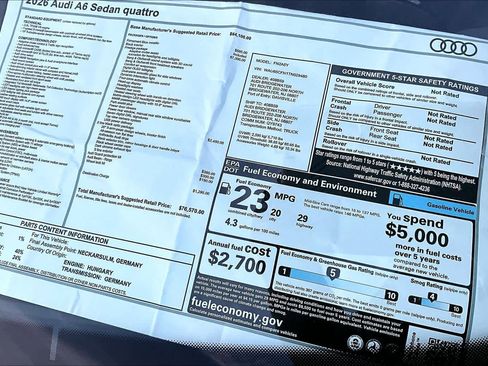 New 2026 Audi A6 Prestige AWD/4WD image 16