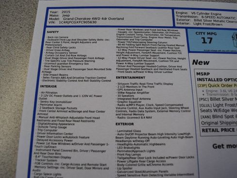 Used 2015 Jeep Grand Cherokee Overland image 78