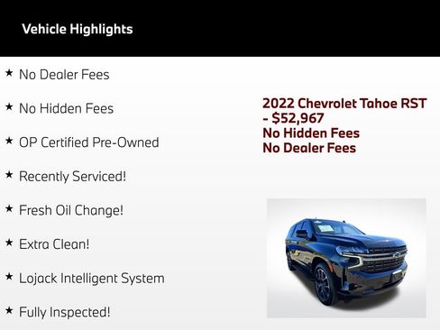 Used 2022 Chevrolet Tahoe RST w/ Luxury Package AWD/4WD image 2