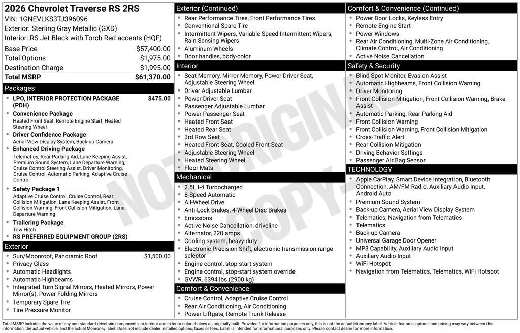 New 2026 Chevrolet Traverse RS AWD/4WD image 23