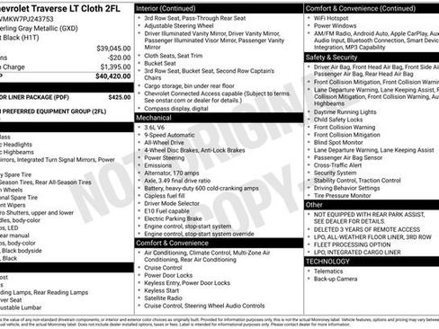Used 2023 Chevrolet Traverse LT w/ LPO, Floor Liner Package AWD/4WD image 36