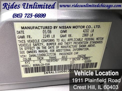 Used 2006 Nissan Altima 2.5 S w/ (P01) Special Edition Pkg image 20