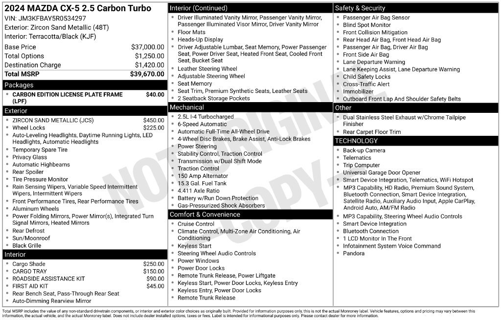Used 2024 MAZDA CX-5 Carbon Edition AWD/4WD image 10