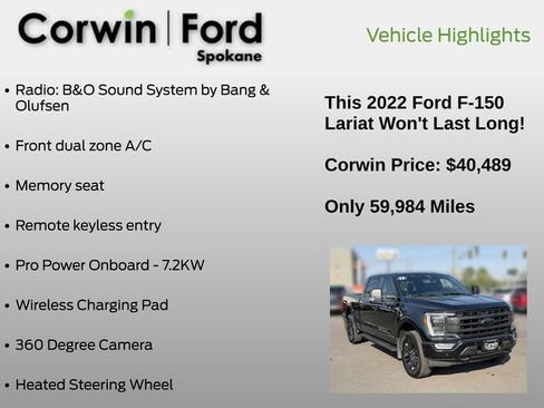 Used 2022 Ford F150 Lariat w/ Equipment Group 502A High AWD/4WD image 31