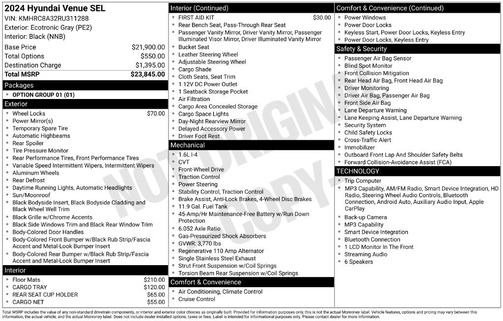 Used 2024 Hyundai Venue SEL FWD image 57