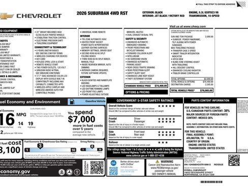 Used 2026 Chevrolet Suburban RST w/ Sun And Tow Package AWD/4WD image 2