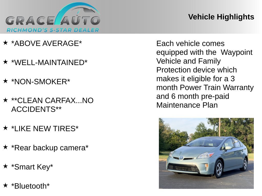 Used 2013 Toyota Prius Four w/ Deluxe Solar Roof Pkg FWD image 2