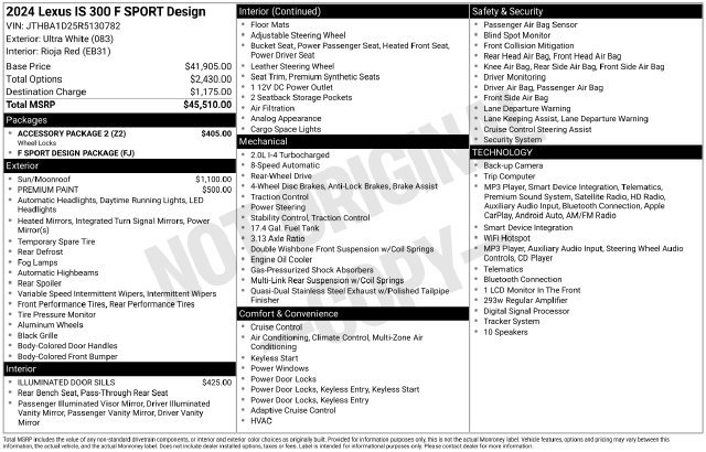 Used 2024 Lexus IS 300 F Sport w/ Accessory Package 2 RWD image 11