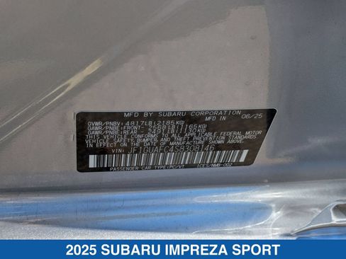 Certified 2025 Subaru Impreza 2.0i Sport AWD/4WD image 29