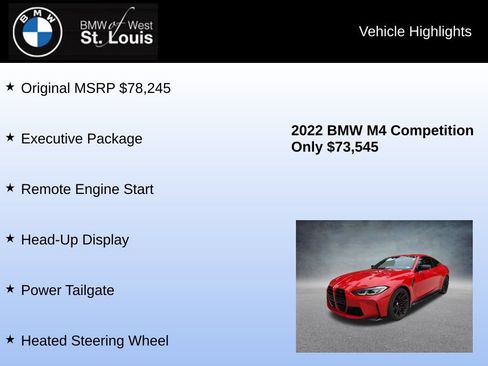 Used 2022 BMW M4 Competition w/ Executive Package RWD image 8