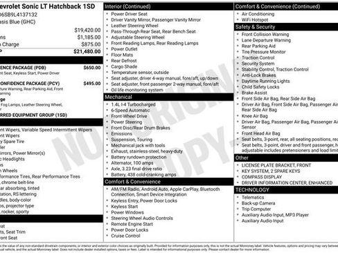 Certified 2020 Chevrolet Sonic LT w/ Convenience Package image 10